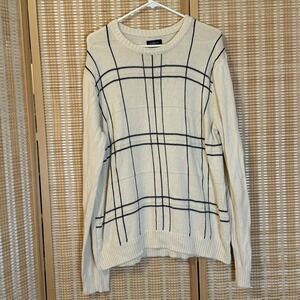 Croft & Barrow Mens L Sweater Off White Crew Neck Long Sleeve Preppy Luxury